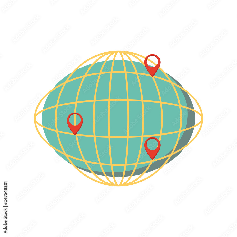 sphere planet with pins location sphere planet with pins location
