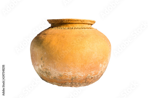 earthen jar isolated on white background