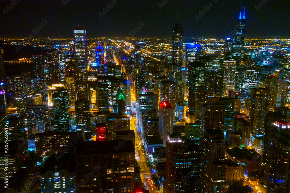 Chicago downtown skyscrapers aerial skyline panorama Chicago downtown skyscrapers aerial skyline panorama