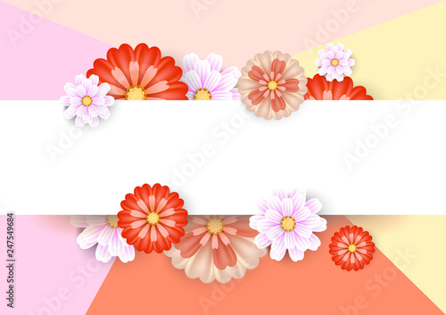 Flowers  with white paper on creative background. Design for Newsletter, brochures, flyer , banner. Vector illustration design
