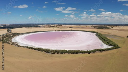 4k aerial video of Pink Lake near Dimboola of Victoria, Australia photo