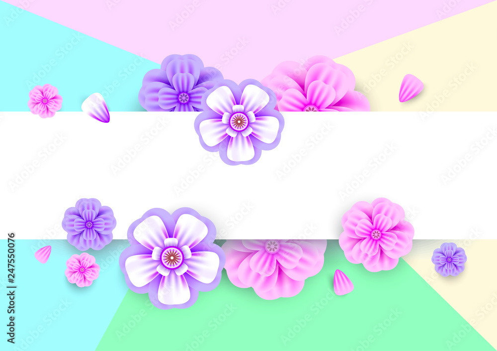 Flowers in pink with on creative background. Design for Newsletter, brochures, flyer , banner. Vector illustration design