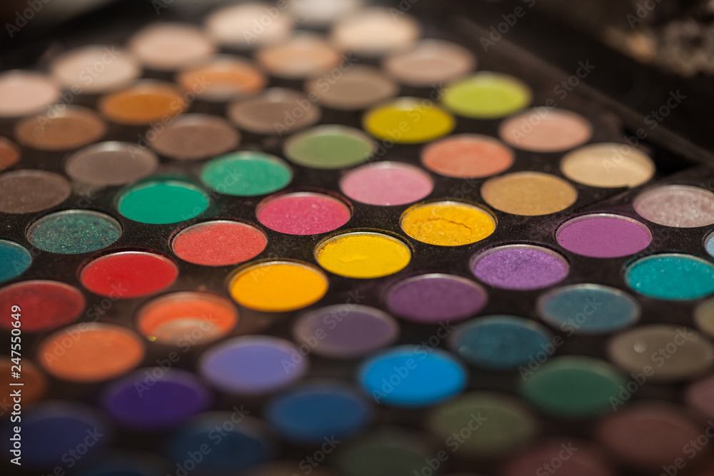 close up of colorful makeup palette close up of colorful makeup palette
