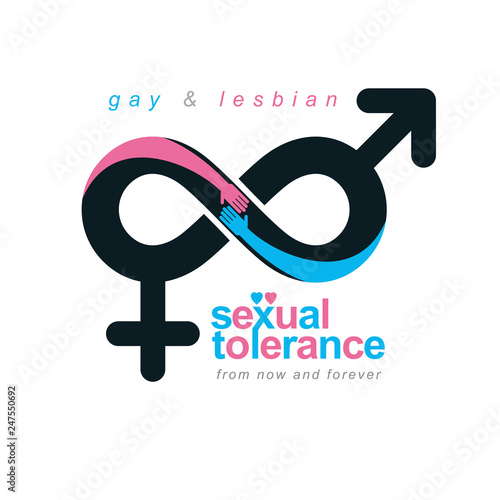 Everlasting Love concept, vector symbol created with infinity loop and male Mars an female Venus signs. Relationship idea.