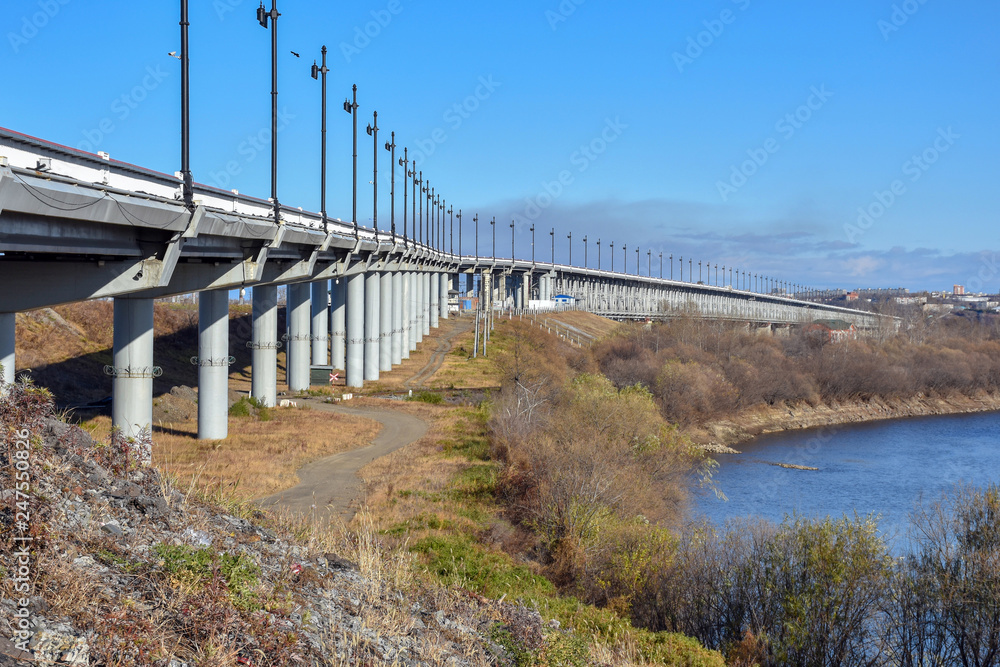 Russia. Khabarovsk: Bridge over the Amur river