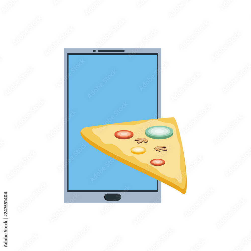 smartphone with delivery food app with pizza smartphone with delivery food app with pizza