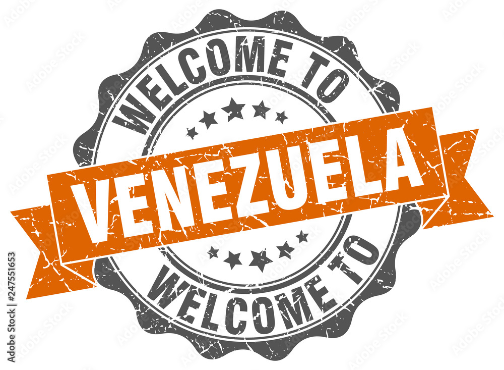 Obraz premium Venezuela round ribbon seal