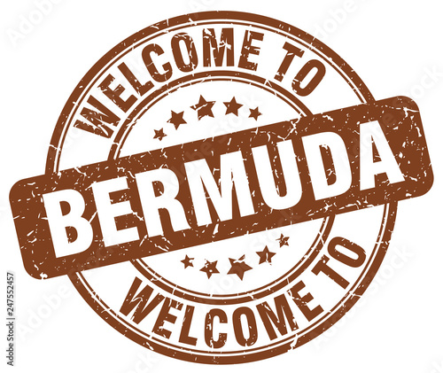 welcome to Bermuda brown round vintage stamp