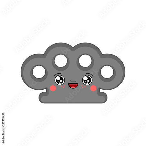 kawaii brass knuckles. Cute cartoon knuckle-duster. knuckle Funny Sweet vector illustration