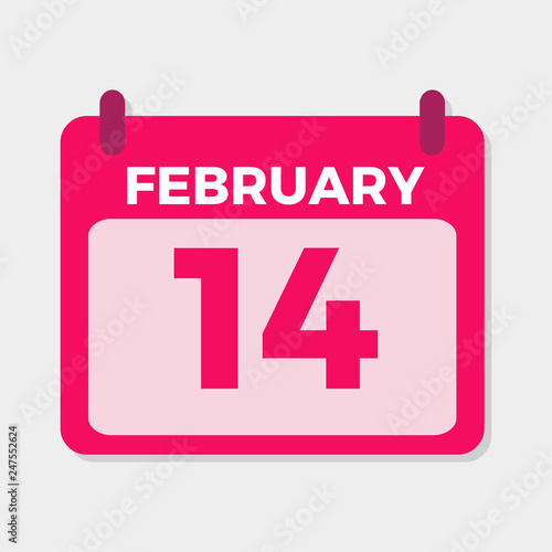 14 february calendar vector illustration