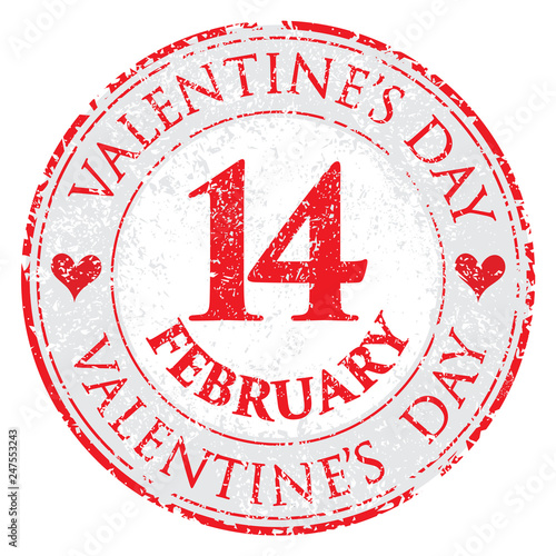 Grunge love heart Valentine's Day stamp on white background - Vector
