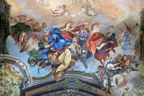 Assumption of the Virgin Mary, fresco painting in San Petronio Basilica in Bologna, Italy