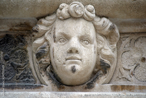 Antique bas-relief architectural detail of the St. James Cathedral, Sibenik, Croatia