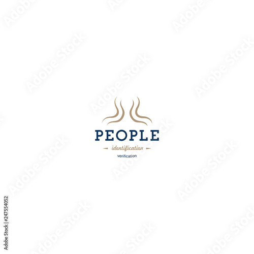Human identification abstract vector emblem. Human identification logo template. Wavy lines, human head symbol.