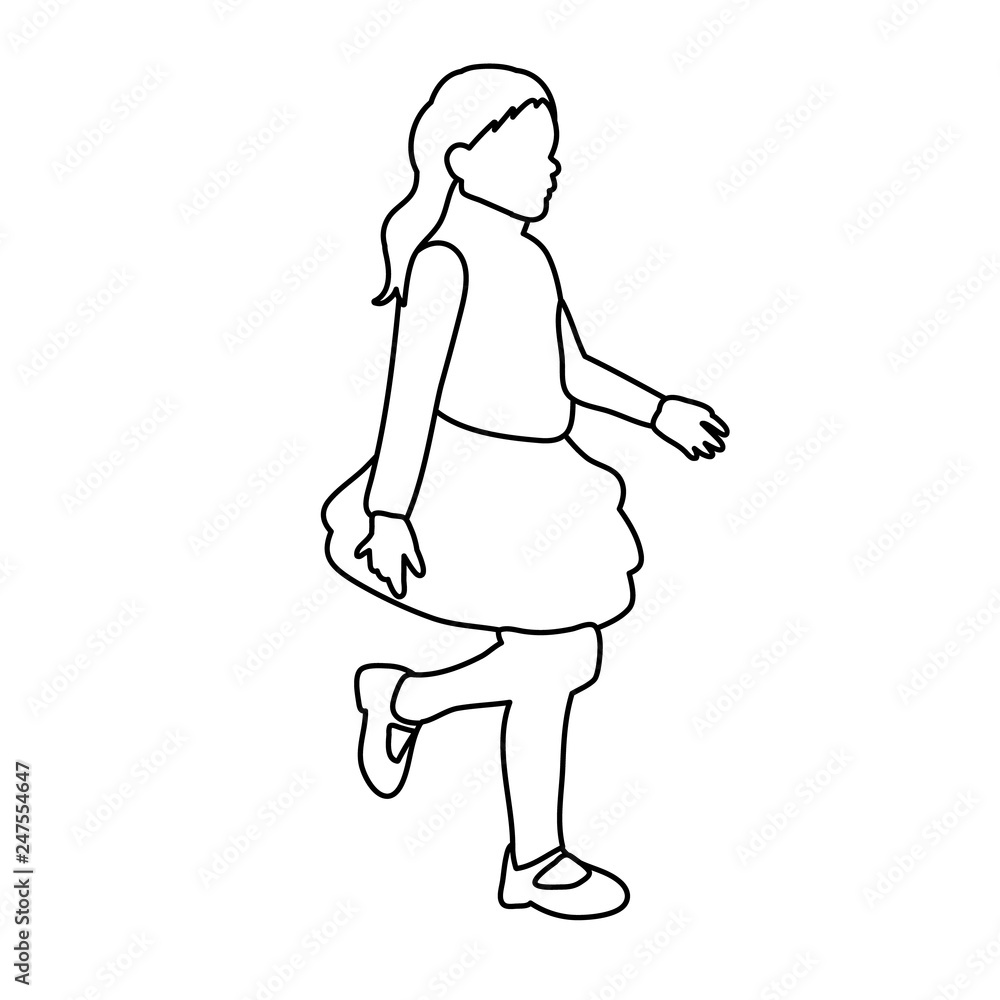 sketch, simple lines, child girl goes sketch, simple lines, child girl goes