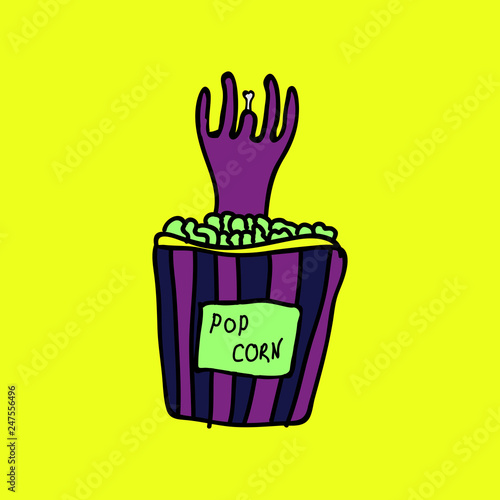 Cartoon zombie hand. Vector clip art illustration .