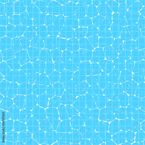 Texture the water surface reflect sunlight. Overhead view on swimming pool. Summer concept relax by water. Vector illustration in flat style.