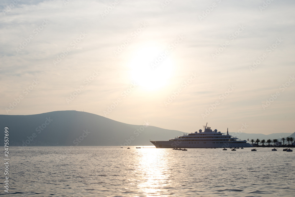 Fototapeta premium Сopyspace for text. The boat is anchored.