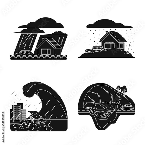 Vector design of natural and disaster icon. Set of natural and risk vector icon for stock.