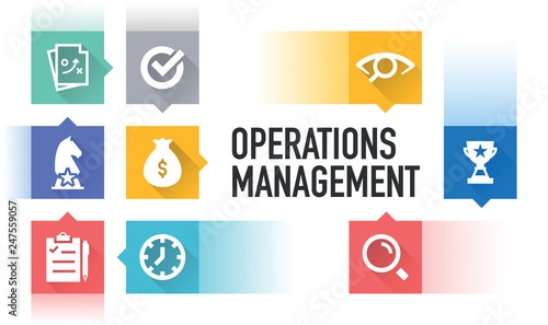 OPERATIONS MANAGEMENT FLAT ICON SET
