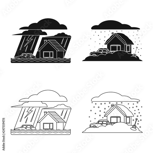 Vector design of natural and disaster sign. Collection of natural and risk stock symbol for web.
