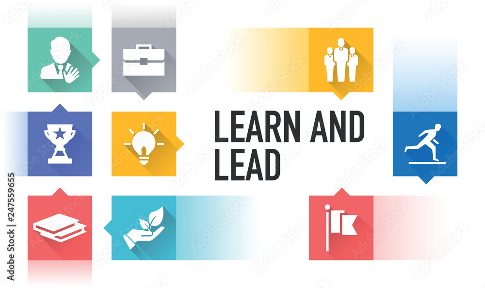 LEARN AND LEAD FLAT ICON SET LEARN AND LEAD FLAT ICON SET