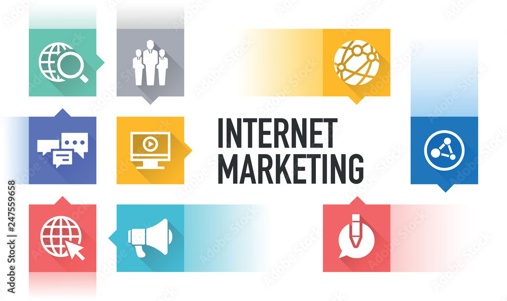 INTERNET MARKETING FLAT ICON SET INTERNET MARKETING FLAT ICON SET