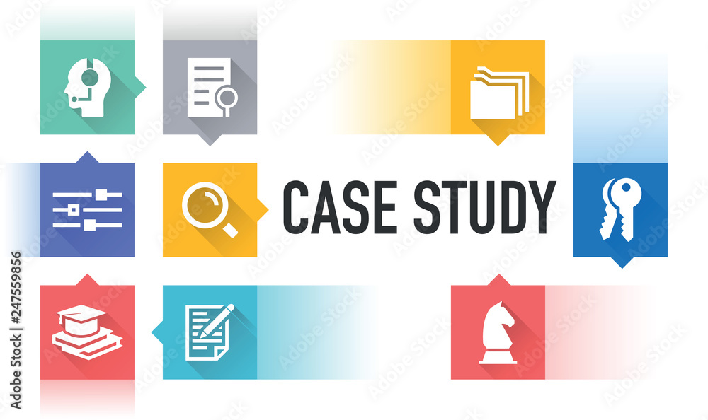 CASE STUDY FLAT ICON SET CASE STUDY FLAT ICON SET