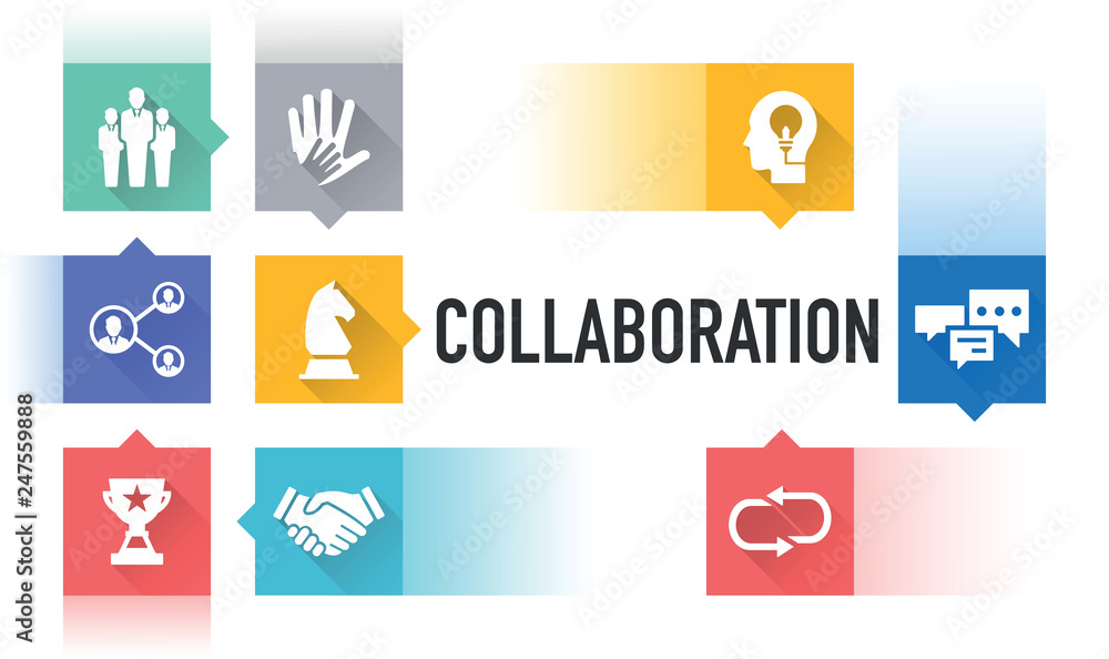 COLLABORATION FLAT ICON SET COLLABORATION FLAT ICON SET