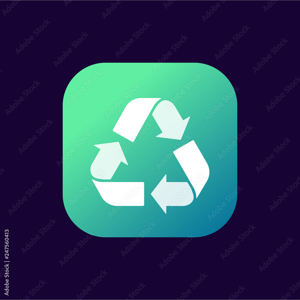 Recycle sign Vector illustration isolated on white background. Trash symbol. Ecology bio waste concept. Arrow circle triangle button. Recycle sign Vector illustration isolated on white background. Trash symbol. Ecology bio waste concept. Arrow circle triangle button.