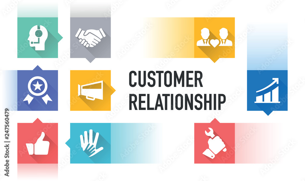 CUSTOMER RELATIONSHIP FLAT ICON SET CUSTOMER RELATIONSHIP FLAT ICON SET