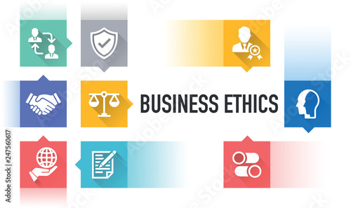 BUSINESS ETHICS FLAT ICON SET