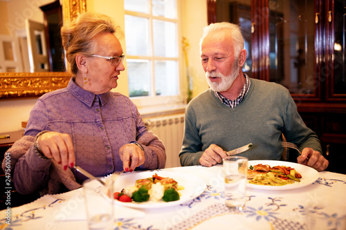 Senior couple enjoying a tasty meal each