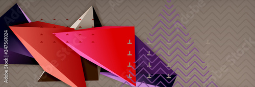 3d triangular shapes geometric background. Origami style pattern with triange shapes for decorative design. Poster design. Line design. Modern presentation template