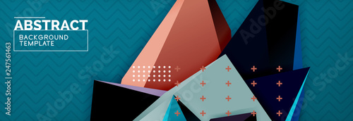3d triangular shapes geometric background. Origami style pattern with triange shapes for decorative design. Poster design. Line design. Modern presentation template