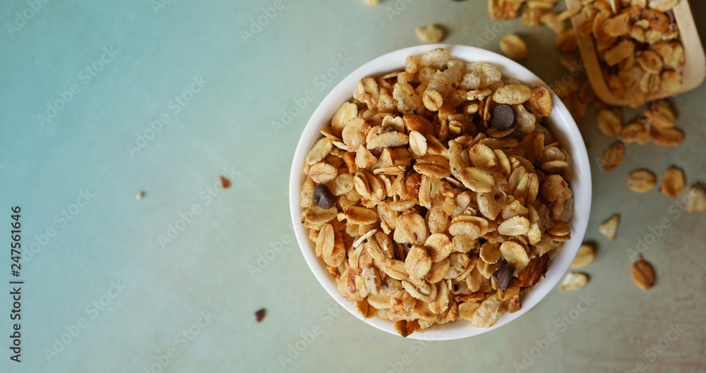 Homemade Granola Close up, selective focus Homemade Granola Close up, selective focus