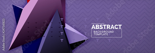 Vector 3d triangular shapes abstract background, origami futuristic template with lines