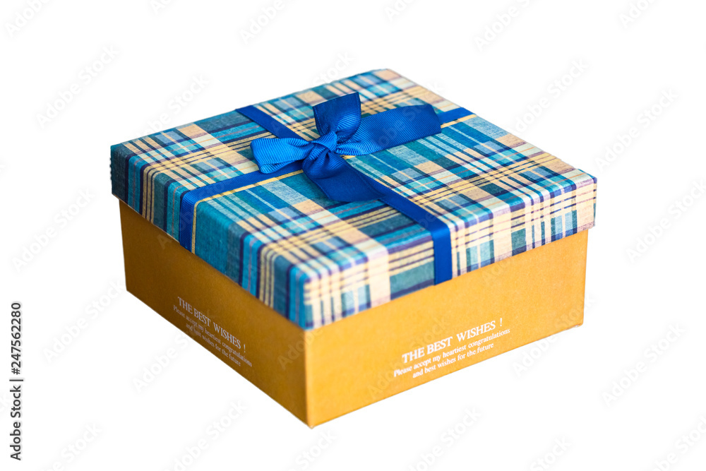 Gift box with present isolated on the white background Gift box with present isolated on the white background