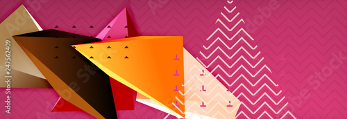 3d triangular shapes geometric background. Origami style pattern with triange shapes for decorative design. Poster design. Line design. Modern presentation template