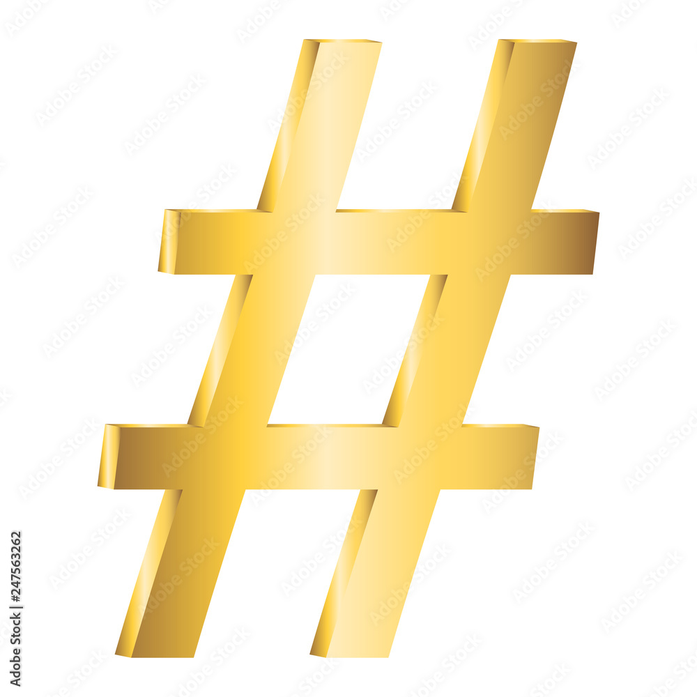 Obraz premium number sign. Vector 3d. Gold.