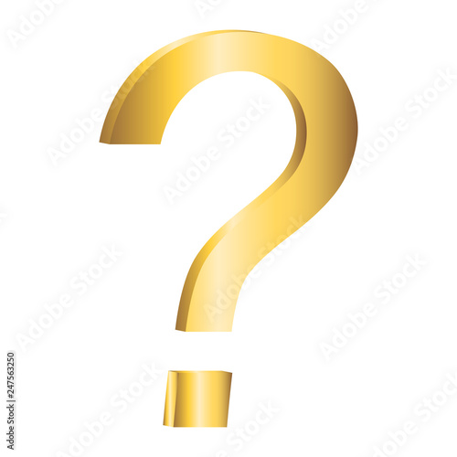 Question mark. Vector 3d. Gold.