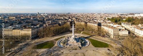 Aerial view Place des Quinconces and circus tent, Bordeaux and the Garonne river