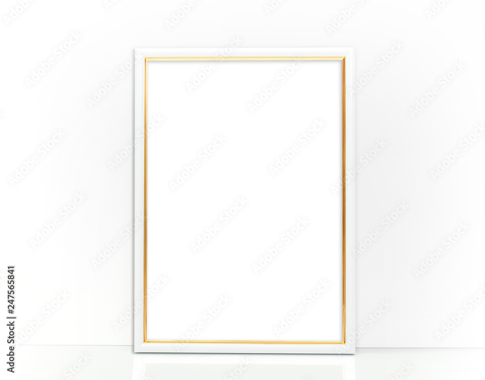 A4 A3 White and Gold Vertical Frame Mockup A4 A3 White and Gold Vertical Frame Mockup