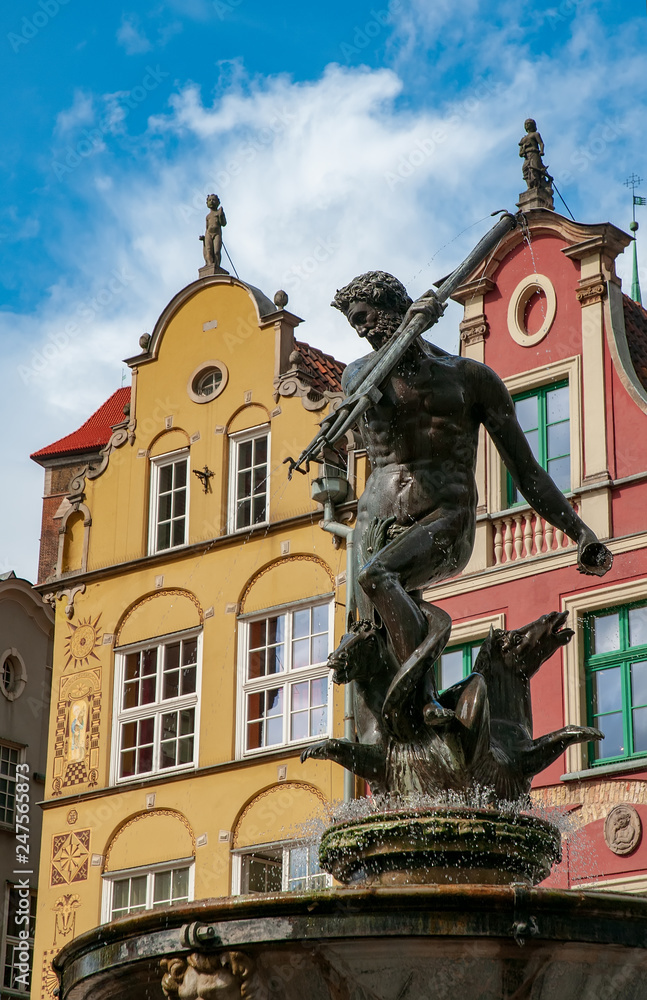 Fountain of the Neptune in old town of Gdansk, Poland Fountain of the Neptune in old town of Gdansk, Poland