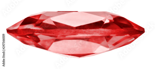 red long ruby isolated on white