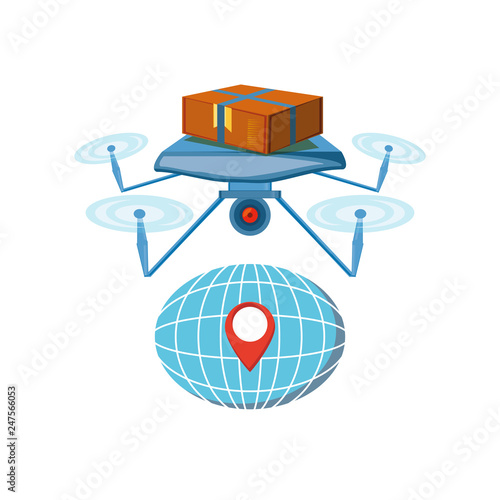 drone technology flying with sphere planet