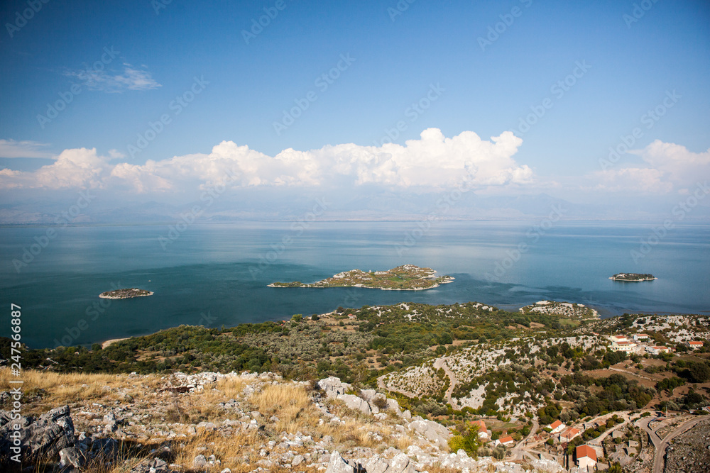 View of the seascape and mountains Montenegro in Balkans. Mountains and islands.