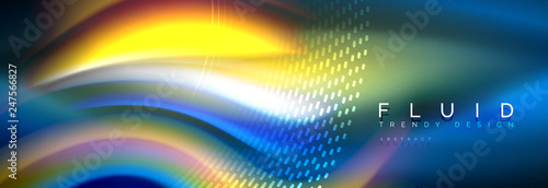 Fluid colors mixing glowing neon wave background, holographic texture