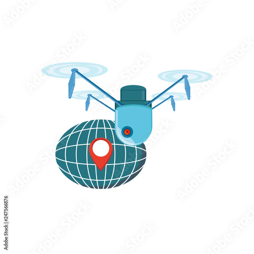 drone technology flying with sphere planet