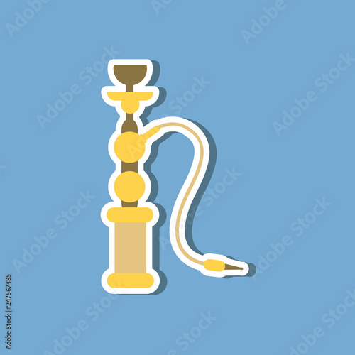 paper sticker on stylish background of smoke hookah
